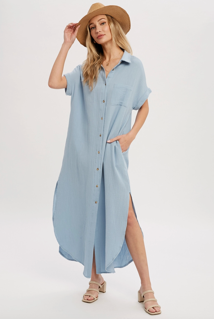 Button up dress with pockets online