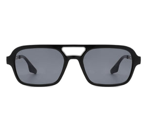 Retro Square Brow-Bar Aviator Sunglasses