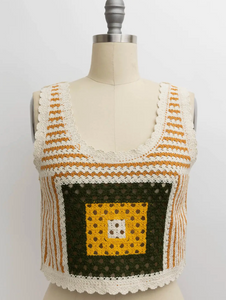 Fusion Stitched Multi Patterned Crochet Style Top