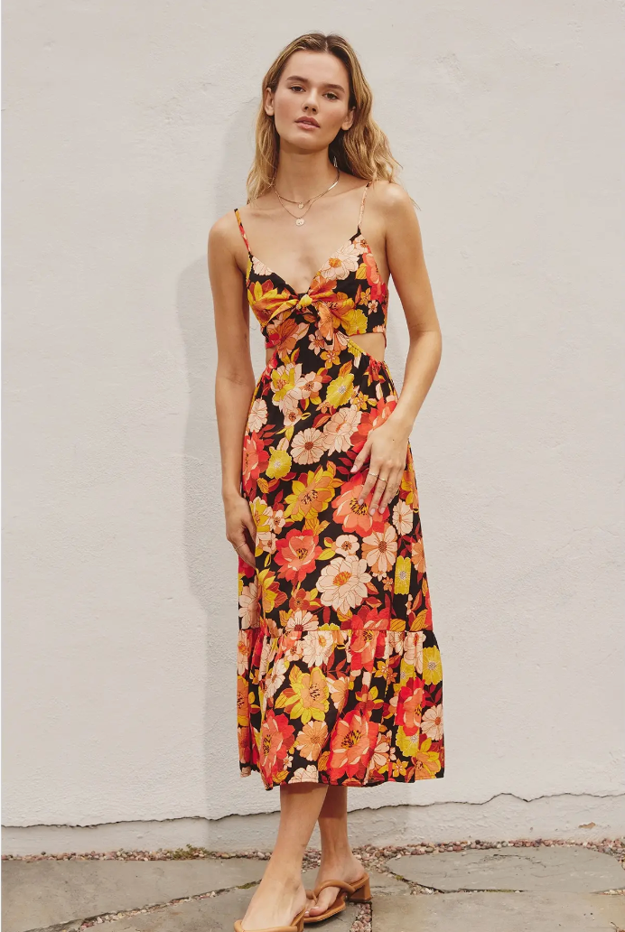 Floral Cutout Midi Dress