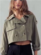 Cropped Double Breasted Trench Jacket