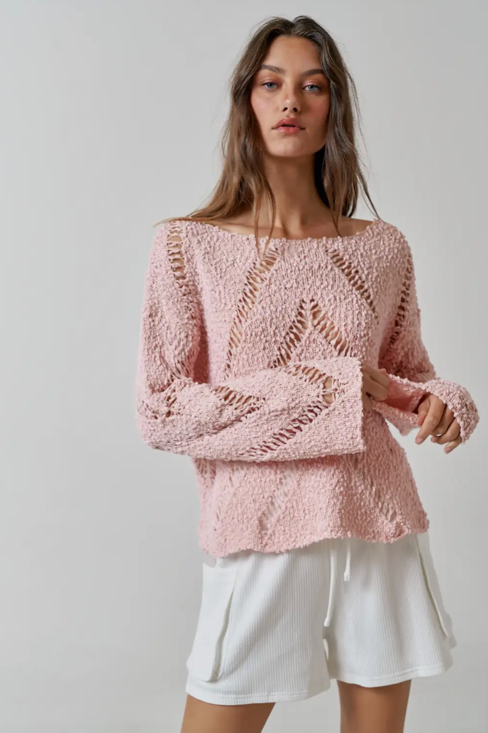 Boucle Light Weight Boat Neck Sweater Top
