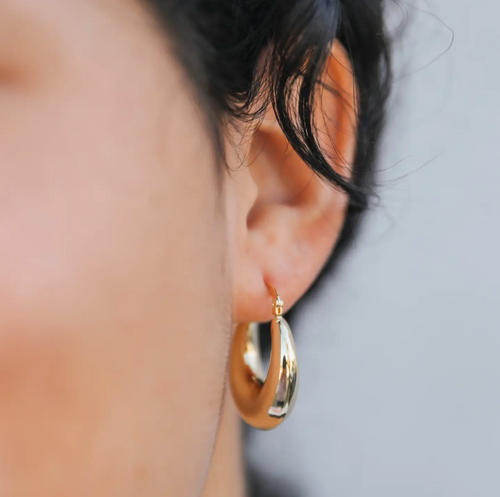 JaxKelly Gold Hoop - Sculptural Wide - Earring