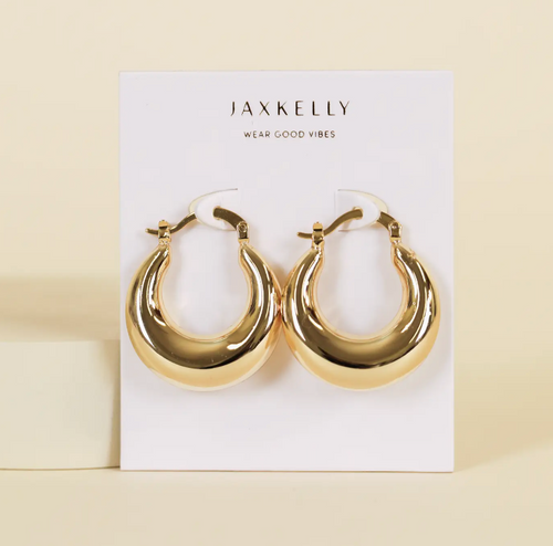 JaxKelly Gold Hoop - Sculptural Wide - Earring