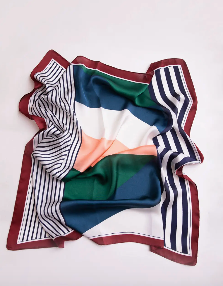 Colorblock Satin Bandana - Silky & Oversized