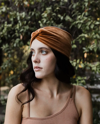 Super Soft Twisted Velvet Headband - chestnut