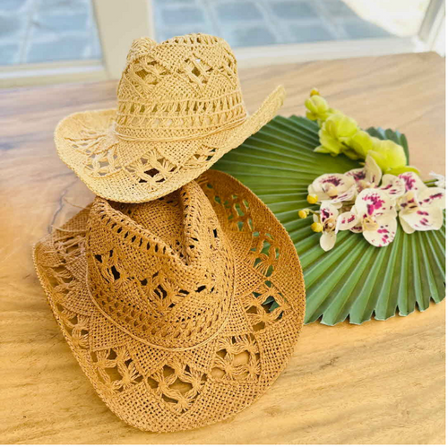 Handwoven Straw Cowboy Hat Twisted Straw