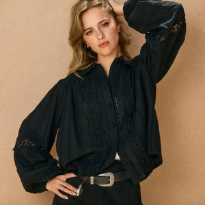 Sunbeam Eyelet Lace-Up Blouse