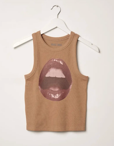 Open Lips Waffle Tank