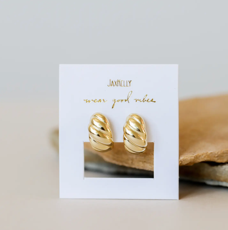 JaxKelly Gold Hoop - Swirl - Gold Earrings