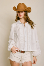 Sunbeam Eyelet Lace-Up Blouse - black / ivory