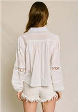 Sunbeam Eyelet Lace-Up Blouse - black / ivory