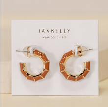 JaxKelly Vintage Hoop Earrings - Cream / Camel Enamel