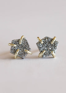 JaxKelly - Silver Druzy Prong Earrings