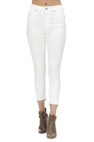 High Rise Skinny Crop White Denim