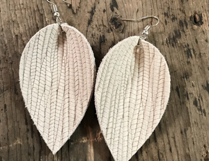 Palm Leaf Textured Leather Earring - Various Colors