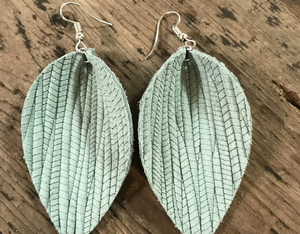 Palm Leaf Textured Leather Earring - Various Colors