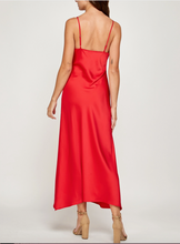Satin Slip Maxi Dress - Red