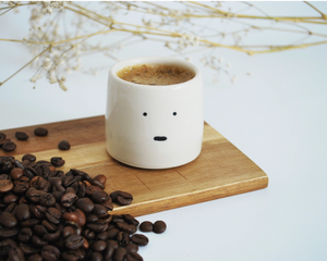 Espresso Cup - "Meh" Design, Handmade Ceramic
