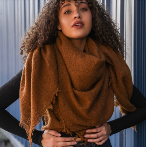 Solid Marl Woven Blanket Scarf