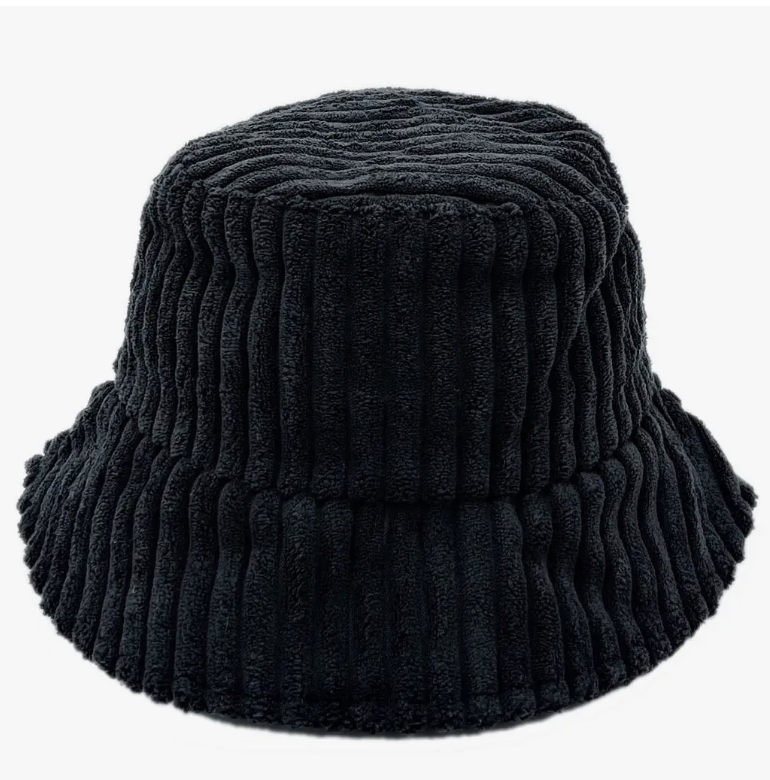 Corduroy Bucket Hat - Black / Ivory